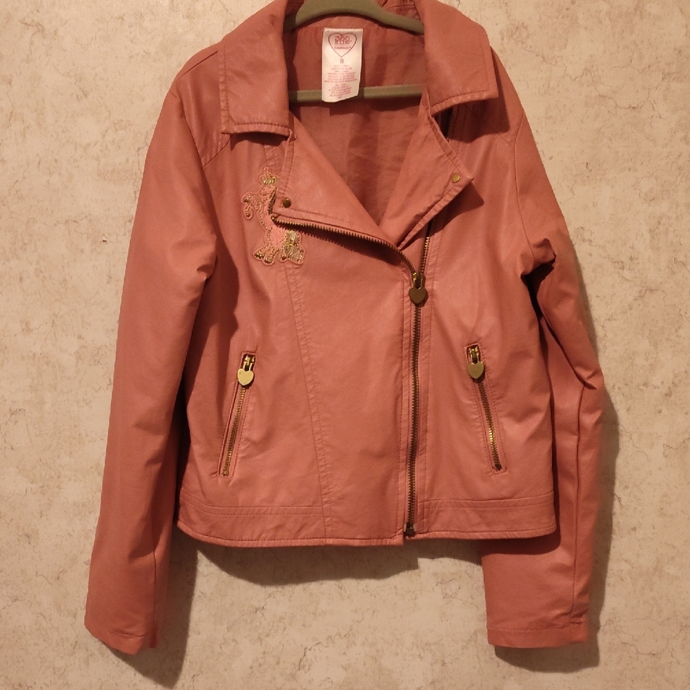 Pink Moto Jacket Asymmetrical Zipper